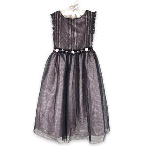Laura Ashley Toddler Black Pink Rose Detail Party Dress  Size 4T